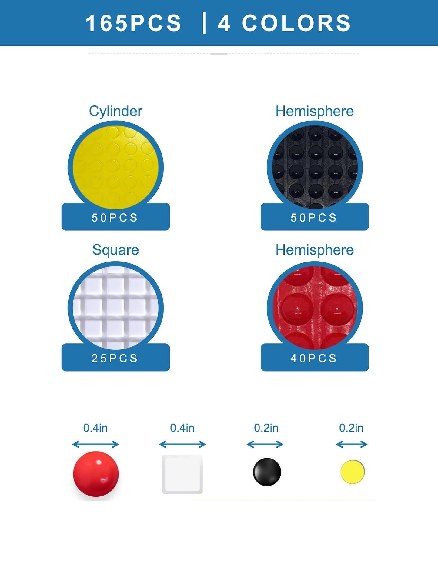 165 Pcs Combo Pack(Red&White&Black&Yellow) -Bump Dots for Visually Impaired