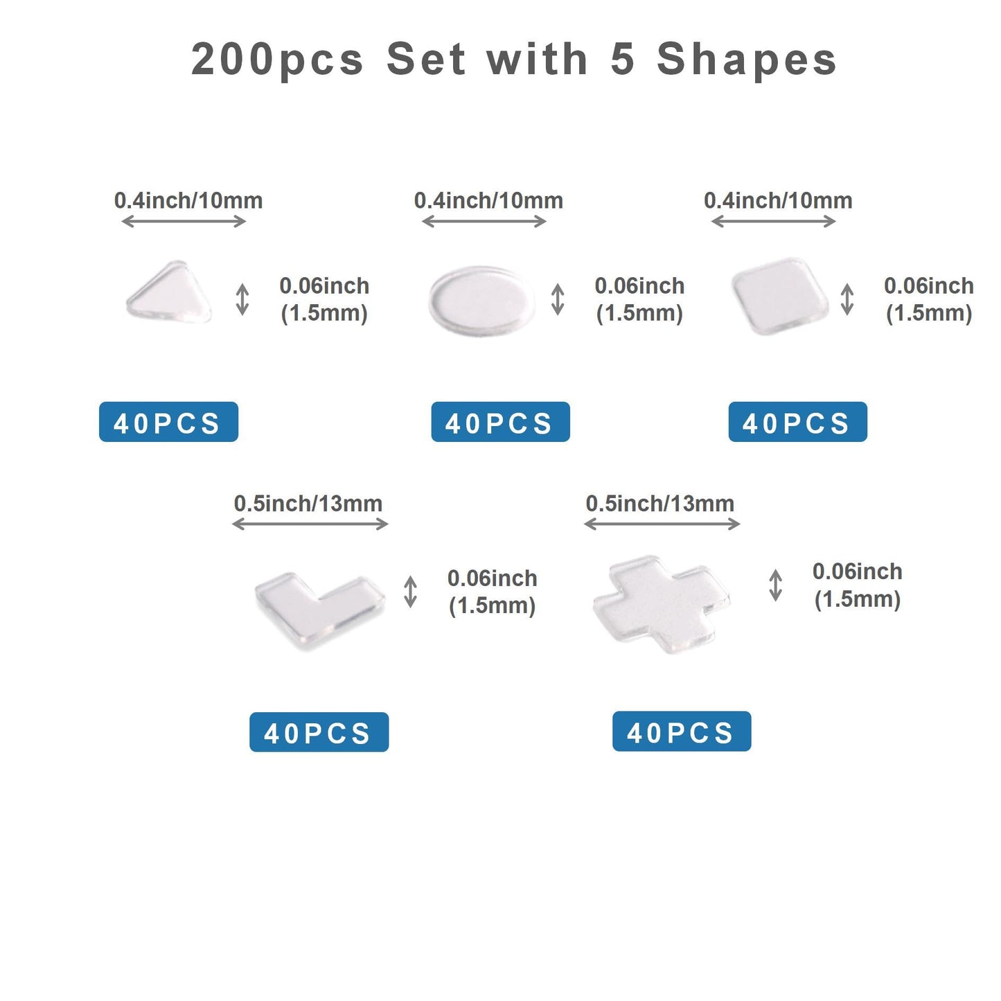 Clear Bump Dots for Visually Impaired Combo Pack(5 Exclusive Tactile Shapes) - Low Vision Aids Braille Stickers Raised Tactile Dots for Elderly, Blind (Clear)