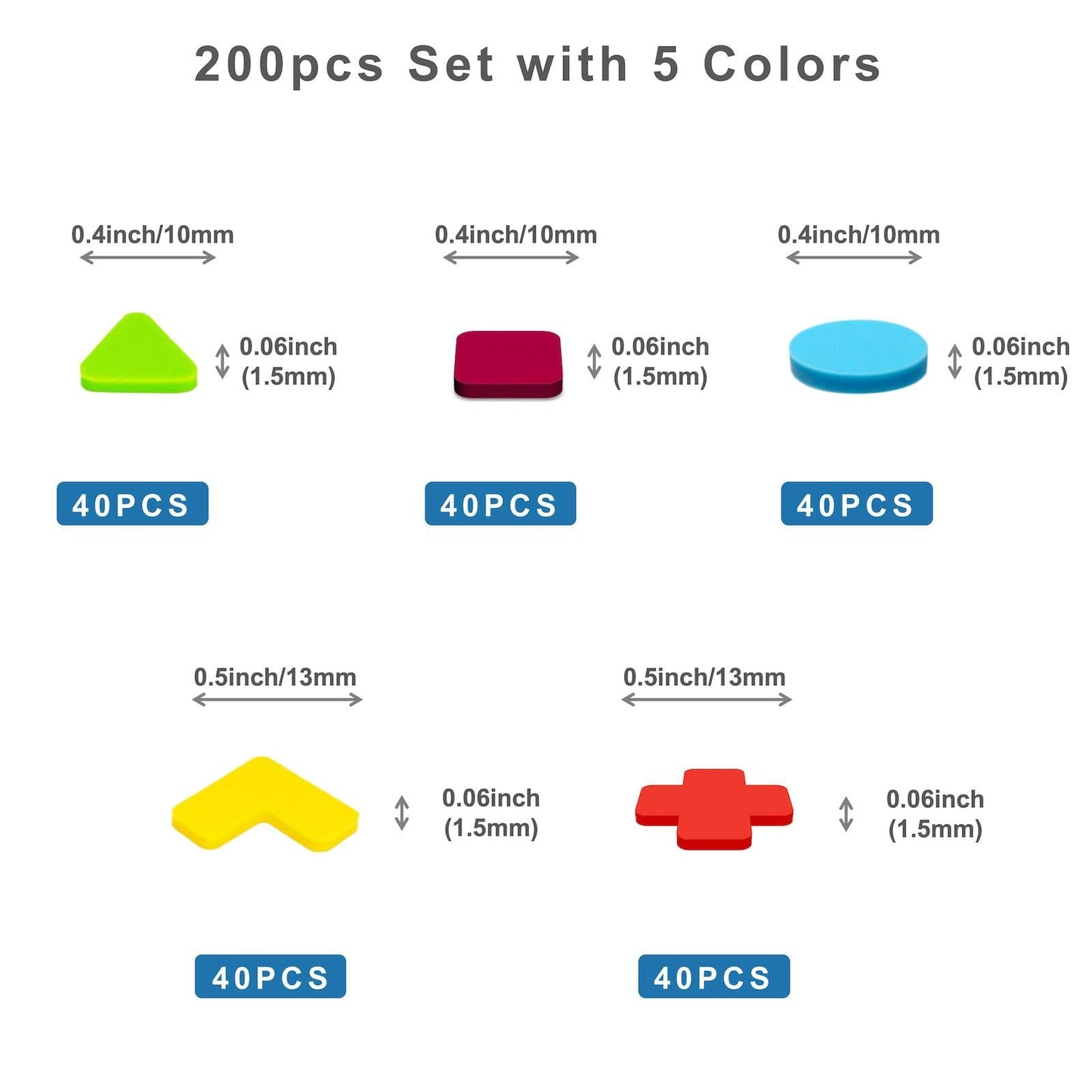 Bump Dots for Visually Impaired 200 Pcs Combo Pack(Yellow&Red&Blue&Purple&Green) - Low Vision Aids Braille Stickers Raised Tactile Dots for Elderly, Blind